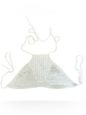 Handmade Crochet Halter Top in White